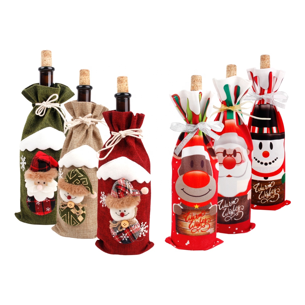 Supplies Light Gift Tree Decorative Wine Bottle Cover Bag Merry Decor Home 2023 Ornament Xmas New Year 2024 Christmas Decoration
