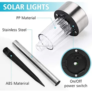 Solar Light Led Garden Pathway Warm White Multiple Landscape Lawn Patio Yard Walkway Stainless Steel Outdoor Waterproof Lamp