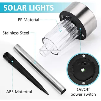 Solar Light Led Garden Pathway Warm White Multiple Landscape Lawn Patio Yard Walkway Stainless Steel Outdoor Waterproof Lamp