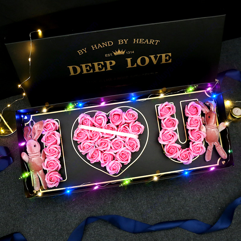 Valentines Best 2020 Wrapping Party Suplies Mother's Heart Paper Box Love You I Rose Flower Large Couple Gift Valentine's Day