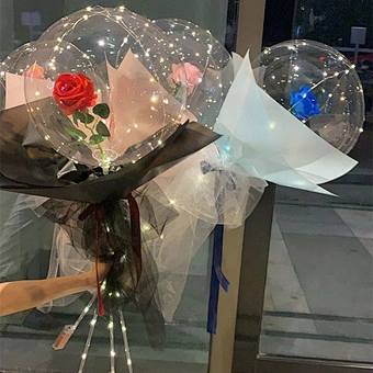 Led Light Up Bobo Balloon 22 Inch Bubble Perfect Rose Flower Decorations Valentine Day love Gift Wedding Engaged Party Favor