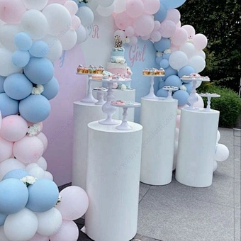 High quality thickening Metal White Plinth Cylinder Stand Dessert Table For Birthday Wedding Party Plinth Cover