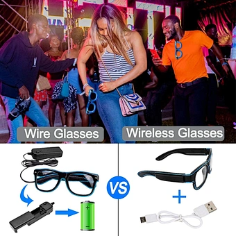 Custom made LOGO glow in dark party gifts EL LED light up glasses