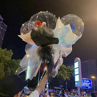 Led Light Up Bobo Balloon 22 Inch Bubble Perfect Rose Flower Decorations Valentine Day love Gift Wedding Engaged Party Favor