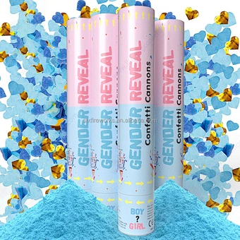 Gender Reveal Party Supplies Pink Blue Colour Smoke Powder Confetti Cannon popper shooter For Baby Shower Decoration