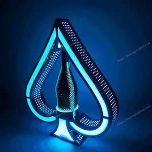 LED luminous spade A wine seat stainless steel champagne wine holder bar KTV nightclub  wine display rack