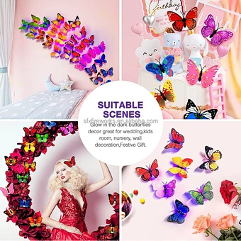 Wholesale Beautiful 3D Decal PVC Wall Sticker Lighting Led 3d Butterfly Led Light Decoration