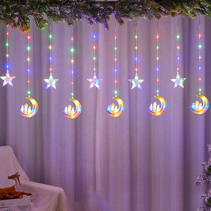 2024 New Ramadan Garden Led Lights 10 pcs Islamism Muslim String Plug Lights Indoor Decorations