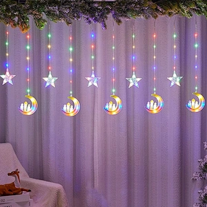 2024 New Ramadan Garden Led Lights 10 pcs Islamism Muslim String Plug Lights Indoor Decorations