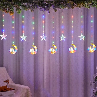2024 New Ramadan Garden Led Lights 10 pcs Islamism Muslim String Plug Lights Indoor Decorations