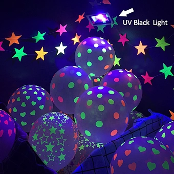 Uv Black Light Reactive Color Fluorescent Balloon Birthday Happy Latex Glow Blacklight Kids Luminous Decor Neon Party Supplies