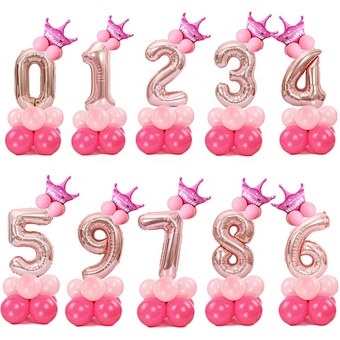 Merry Christmas Digital Helium Ballon Wedding Decoration Birthday Party Happy Baby Shower Kids Rose Gold Number Foil Balloons