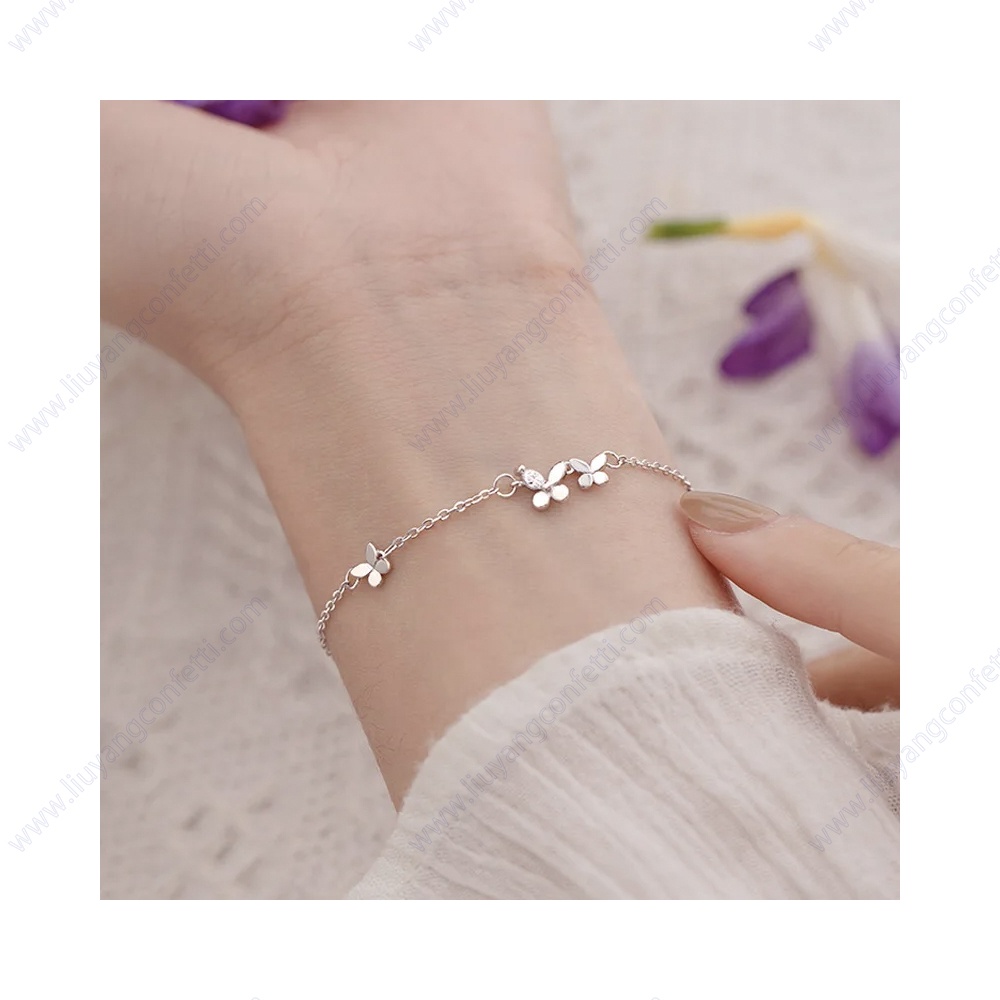Women 925 Silver Diamond-studded Butterfly Bracelet Fashion Temperament Flower Adjustable Necklace Pendant Sterling Jewellery