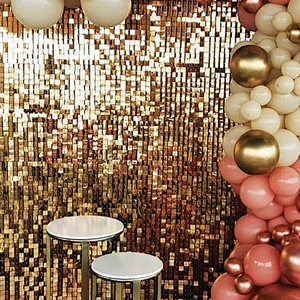 Party Air Active Decor Decorative Wind Activate Sparkly Disco Decoration Panel 3d Wedding Backdrop Rose Gold Shimmer Sequin Wall