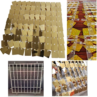 Light Gold Stage Party Event Mirror Effect Indoor Outdoor Birthday Wedding Decoration Sequin Panel Wall Shimmer Backdrop
