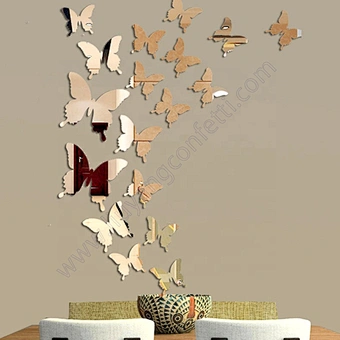 Decor Non-glass Vinyl Acrylic Decal Removable Wedding Decoration Kids Room Reflective Adesivi 3d Butterfly Mirror Wall Sticker