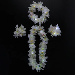 Hawaii Beach Theme Party Supplies Decor Flower Wreath Bracelet Hula Hawaiian Leis Light Up Christmas Led Necklace Garland