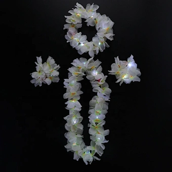 Hawaii Beach Theme Party Supplies Decor Flower Wreath Bracelet Hula Hawaiian Leis Light Up Christmas Led Necklace Garland