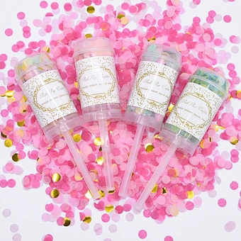 Foil Rice Paper Mini Pinata Gold Glitter Party Poppers Cannon Tissue  Push Pop Confetti