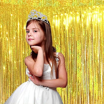 Metallic Curtain 1m X 2m Foil Photo Baby Shower Decorations Fringe Gold Tinsel Backdrop For Wedding Birthday Party Door Window