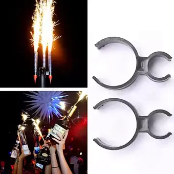 Single Champagne clip Birthday Candle Sparkler Firework Safety Ice Fountain Plastic Clip Holder Night Club double clips