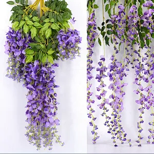 12Pcs Wisteria False Silk Wreath Arch Wedding DIY Family Garden Office Party Decoration Pendant Wall Decoration