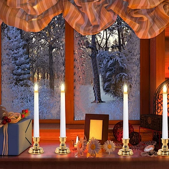 11 inch Long Realistic Plastic Flameless LED Taper Candles with Yellow Flickering Light Battery Operated With Remote Candles