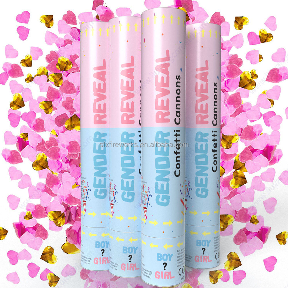 Gender Reveal Party Supplies Pink Blue Colour Smoke Powder Confetti Cannon popper shooter For Baby Shower Decoration