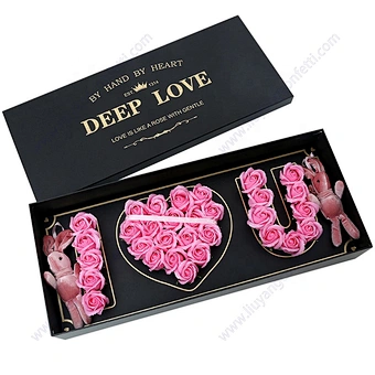 Valentines Personalised Romantic Valentine's Rose Flower Box Wholesale I Love You Shape Quality Set Gifts For Valentine Days