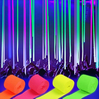 Black Light Uv Reactive In The Dark Party Decoration Luminous Bright Hanging Decor Glow Crepe Fluorescent Neon Paper Streamer