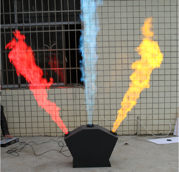 stage effect DMX control 3 heads fan shape flame projectors