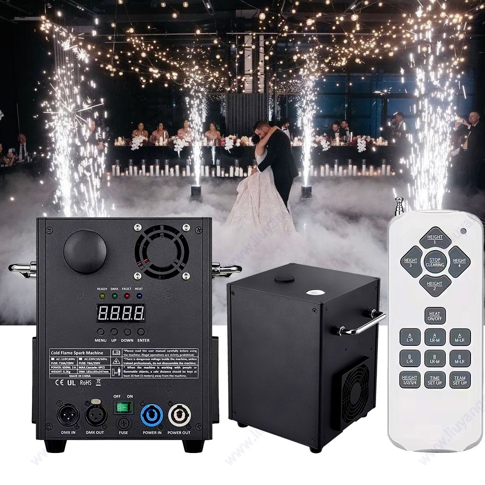 Fireworks Dmx 512 Control Wedding Pyrotechnic Fountain Large Equipment Wireless With Case 650w Dj Sound Stage Cold Spark Machine