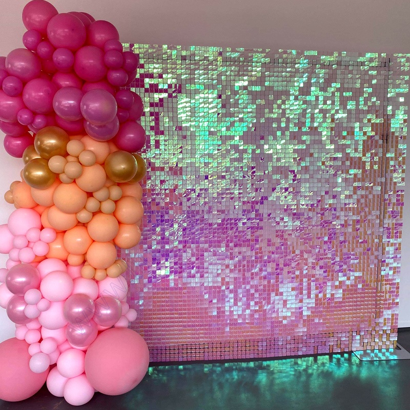 Glitter Shimmer Decorative Air Decoration Gold Pink Rose Active Stunning Iridescent Mirror Backdrop 3d Wall Panel Sequin