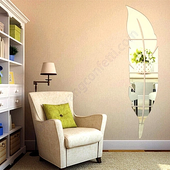 Home Decoration Feather Plume 3d Decor Bedroom Art Mural Diy Acrylic Soft Bathroom Waterproof Self Adhesive Mirror Wall Sticker