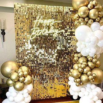 Air Activate 3D Shiny Shimmer Square Circle Sequins For Advertising Board Wedding Event Festival Backdrop Sign Party Decoration