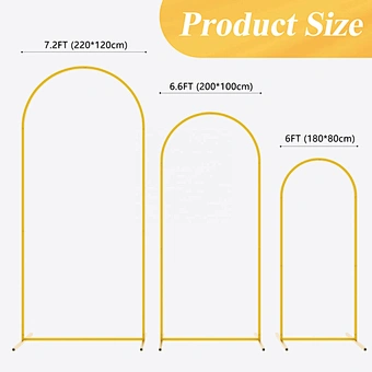 Event Birthday Party Supplies Decoration 6FT 6.6FT 7.2FT Metal Arched Balloon Frame Backdrop Stand Gold Floral Wedding Arch