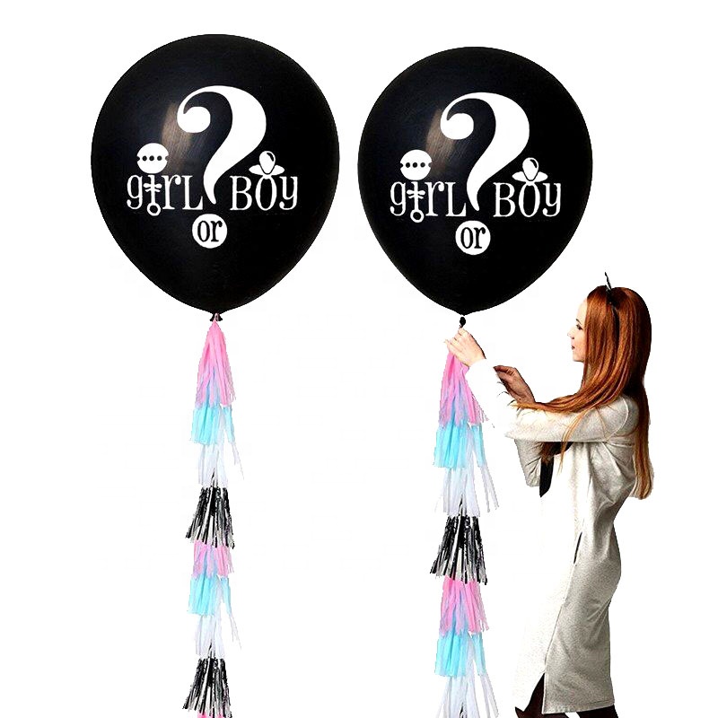 36inch Black Gender Reveal Balloon Pink Blue Confetti Boy or Girl Gender Reveal confetti balloon for baby shower decoration