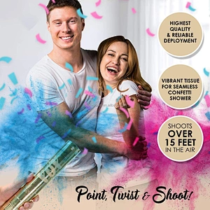 Baby Shower Gender Reveal Confetti Powder Cannon Gender Reveal Party Supplies Popper- Smoke Powder & Confetti Sticks Cannons