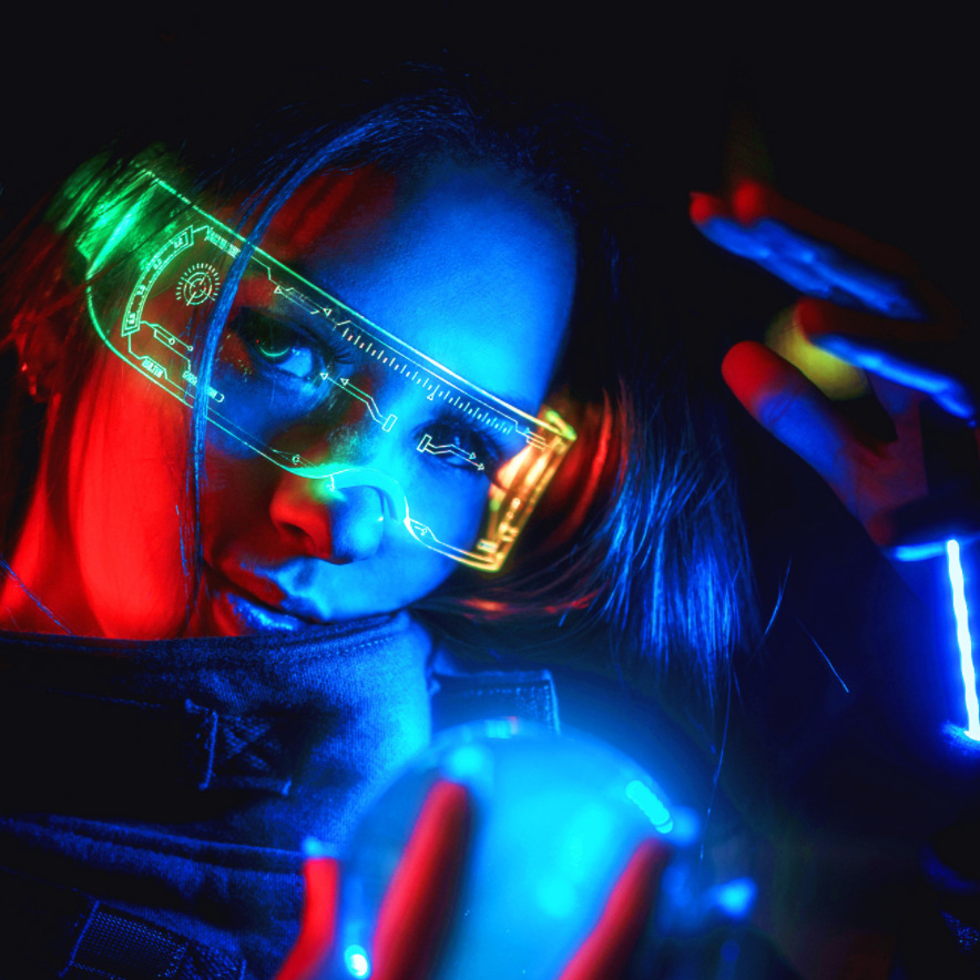 2022 New Fashion Led Glasses Creative Technology Futuristic Cyberpunk Luminous Party Light Up Glasses