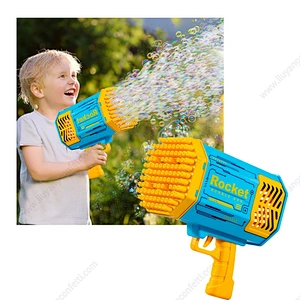 Plastic 69 Holes Rocket Bazooka Bubble Gun Bubble Toys Gun Rechargeable Electric Bubbles Machine Outdoor Summer Toys for Kids