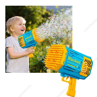 Plastic 69 Holes Rocket Bazooka Bubble Gun Bubble Toys Gun Rechargeable Electric Bubbles Machine Outdoor Summer Toys for Kids