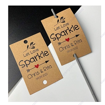 100pcs Custom Let Love Sparkle Personalized Kraft Holder Tag Exit Sleeves Send Off Printable Template Wedding Sparkler