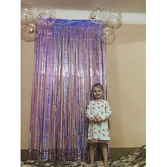 Party Backdrop laser Glitter champagne rose gold Tinsel Fringe Foil Curtain Birthday Wedding Decoration Adult Anniversary Decor
