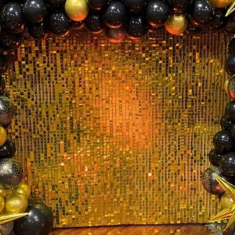 Sparkling Pvc Interior Decorative Sparking Iridescent Gold Mirror Sequin Panel Backdrop Shimmer Wall Wedding Decoration Supplies