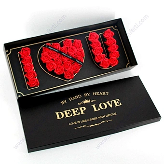 Flower Romantic Valentine's Day Rose Wholesale Shape Valentines Forever St. Heart Set For Her Real Feel Red I Love You Gift Box
