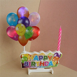 Light Celebrate Color Letter Music Globos Unique Musical Fancy Banner Balloon Cake Topper Party Decoration Happy Birthday Candle