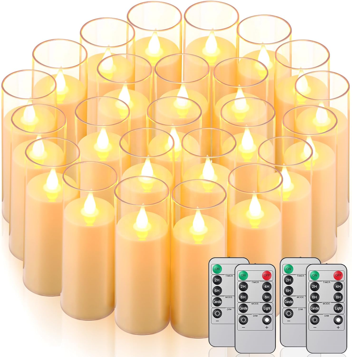 flickering battery glass led candles light flameless rechargeable electronic candle with remote control