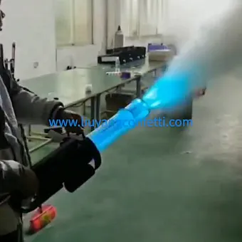 Nightclub Jet Machine Stage Effect Hold Hand Dj Fog Cannon Rotation Led Changing Rgb Color Spinning Led Co2 Gun