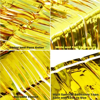 Metallic Curtain 1m X 2m Foil Photo Baby Shower Decorations Fringe Gold Tinsel Backdrop For Wedding Birthday Party Door Window