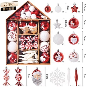 70Pcs Painted Plastic Decorative Tree Ornaments 6cm Hanging Christmas Ball For New Year Christmas